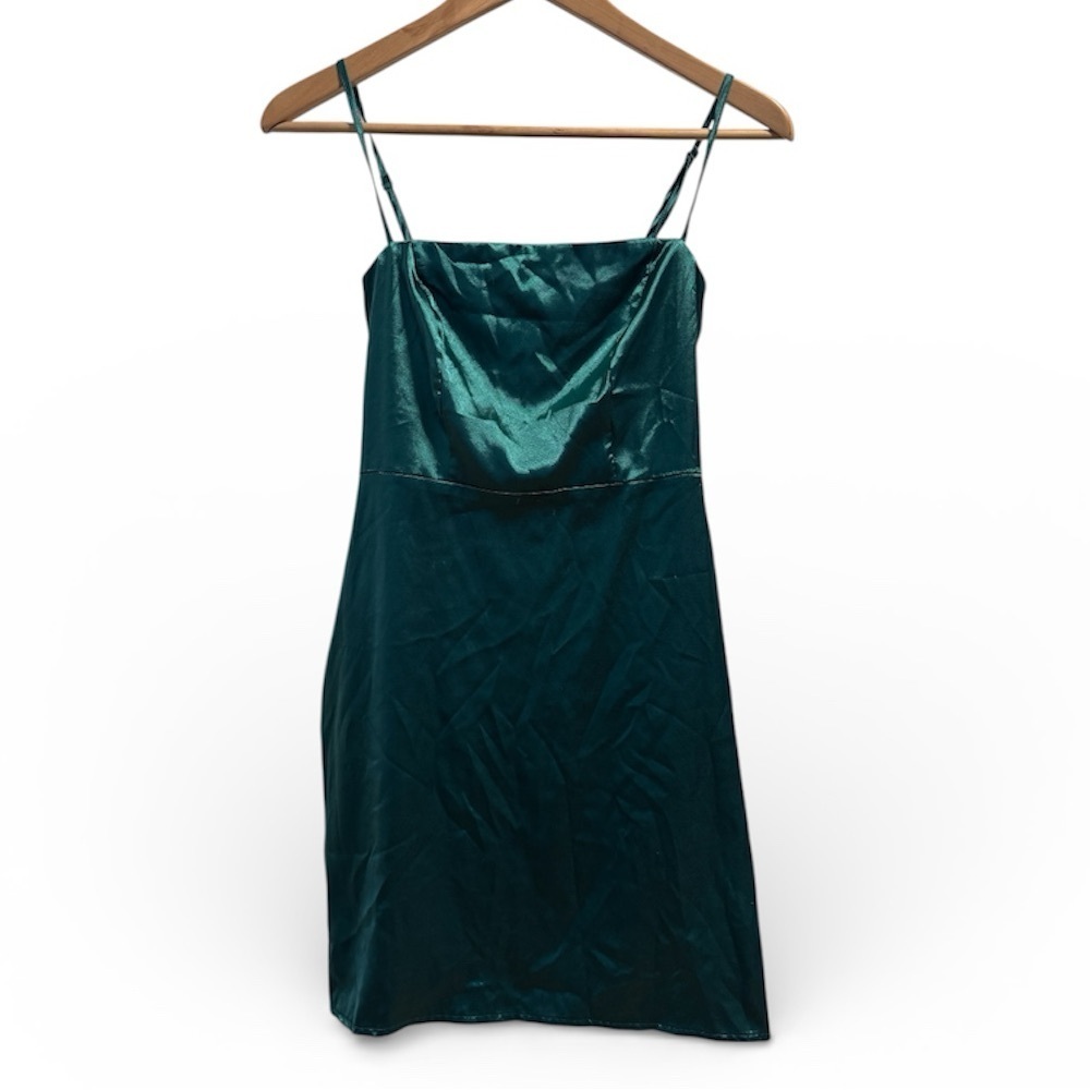 Lulus Satin Slip Dress – Emerald Green – Size XS
